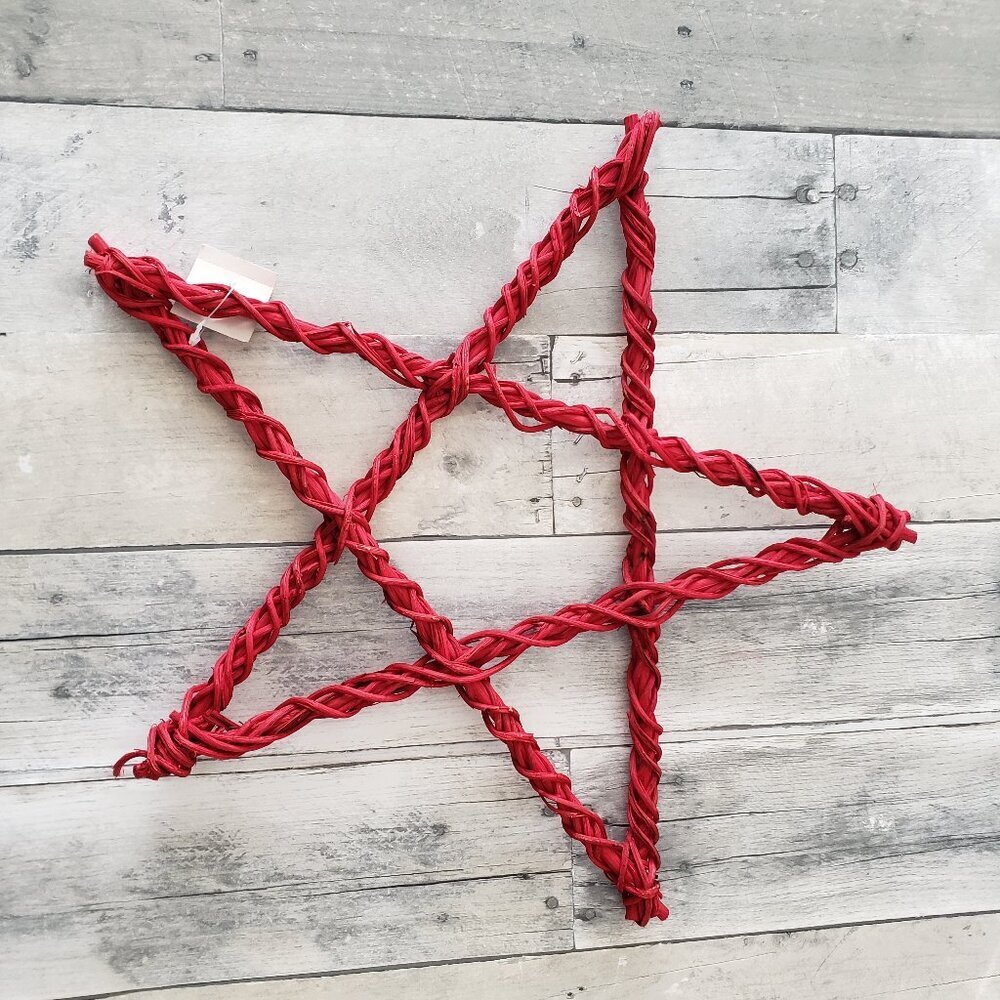 17" Red Rattan Star - tree topper or hanging stars on tree